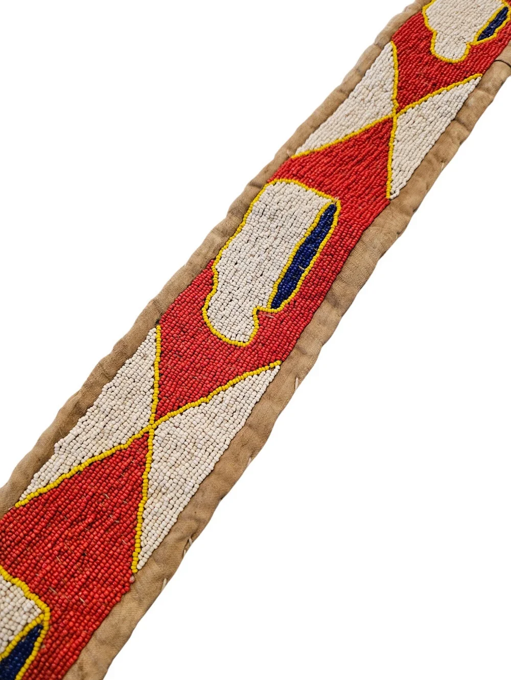 Vintage NATIVE MADE BEADED SASH BELT Wall Hanging Red White Southwestern